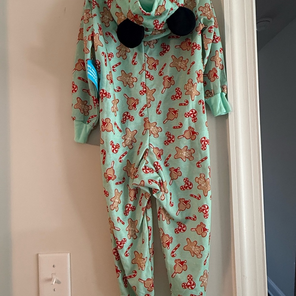 Disney- Charming Mint Green Kids Footie with Mickey and Holiday Candy